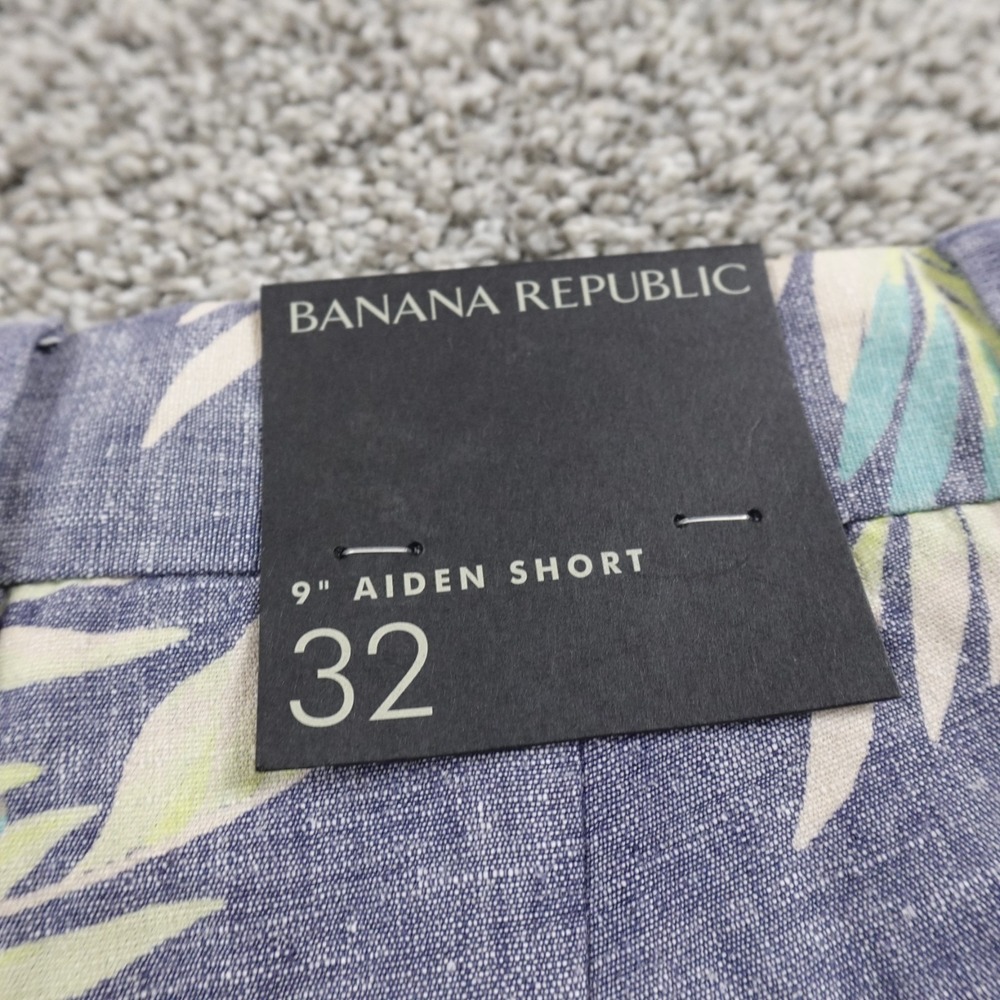 NEW Banana Republic Shorts Mens 32 Blue Linen Floral Hawaiian Chino Golf Preppy
